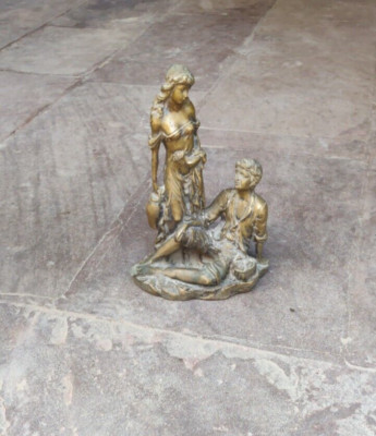 antique bronze statue human couple English statue collectable brass decorative