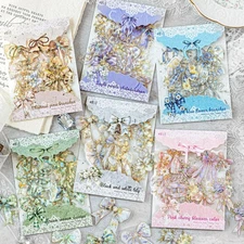 20Pcs Flowers Bows Holographic Stickers Journal Planner Scrapbook Collage Decals