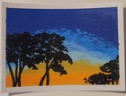 ACEO Original Abstract Landscape Sunset Behind Trees Mini Art Painting Nature — photo 1