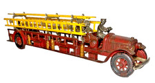 HUGE KENTON CAST IRON RED HOOK  LADDER FIRE TRUCK 22"