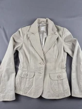 New Look Leather Blazer jacket Womems Cream UK Size 10 