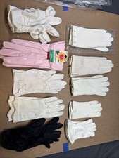 LOT of 10 PAIR Vintage Ladies Girls Formal Wedding Gloves, Vinyl , Cloth Small