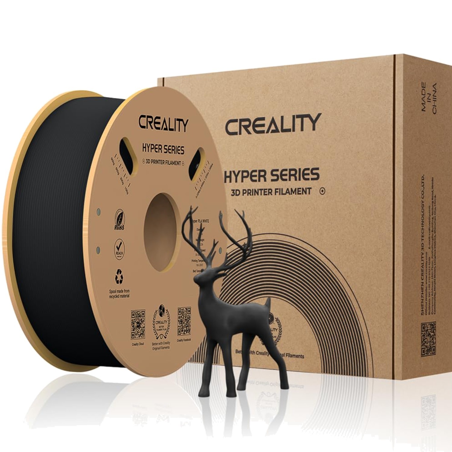 Hochwertiges 1KG Hyper PLA Filament Schwarz -  Partner für Ihre 3D Drucker