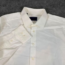 David Donahue Dress Shirt 17.5 34/35 White Cotton Luxury Designer EUC