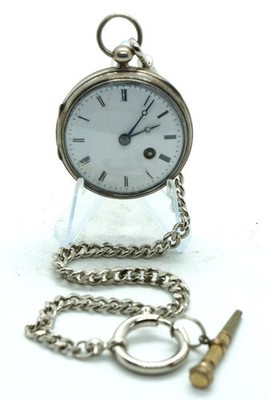 VERY RARE VERGE FUSEE POCKET WATCH WORKS SILVER CASE 40 mm DIAMETER
