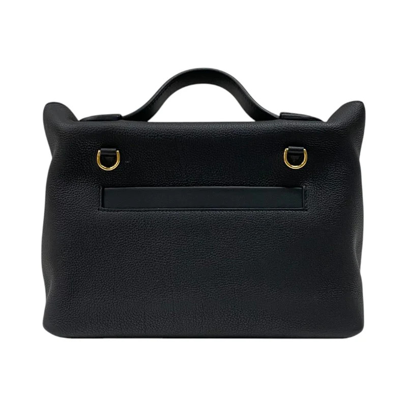 HERMES Van Cutler 29 Black Swift Leather Handbag W Stamp #OKB603 image 2