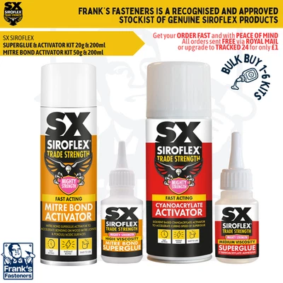 SILOFLEX SX Siroflex MITRE BOND, SUPERGLUE & ACTIVATOR KITS 📦BULK BUY 1-6 PACK