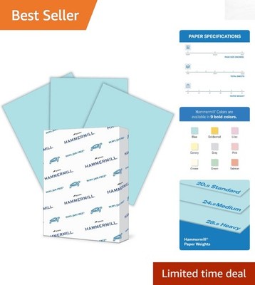 Dependable 20 lb Blue Copy Paper - 500 Sheets, Smooth, Uncoated Finish, USA Made