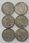 Lot of 6 PCS 1922 US Silver Peace Dollar Coin, Eagle Reverse, 90% Silver