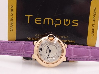 CARTIER BALLON BLUE 3007 LADY DIAMONDS 18Kt ROSÉ GOLD TOP + PAPIERE WE902050 UHR