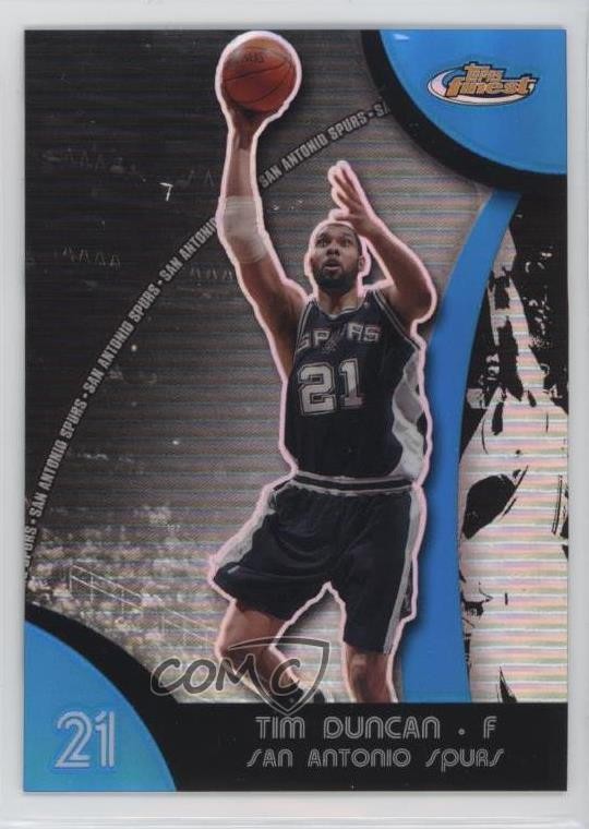 2007-08 Topps Finest Blue Refractor /199 Tim Duncan #21 HOF k4s