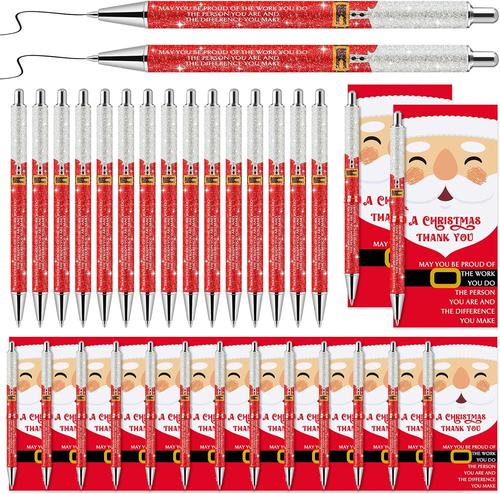 40 Sets Glitter Christmas Pens Gifts Bulk Christmas Employee ...