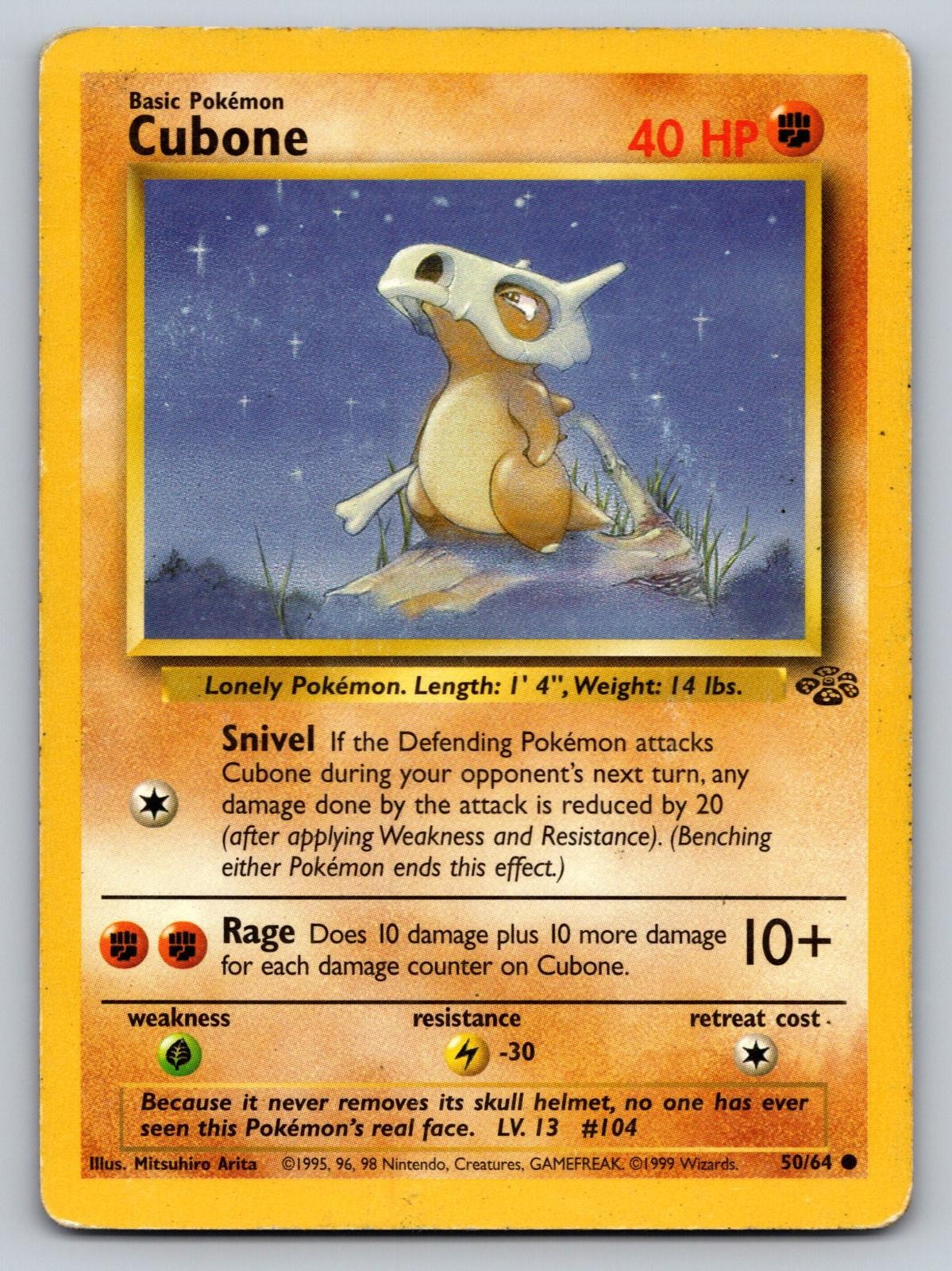 Cubone 50/64 Common Jungle Pokemon Unlimited Heavily Played