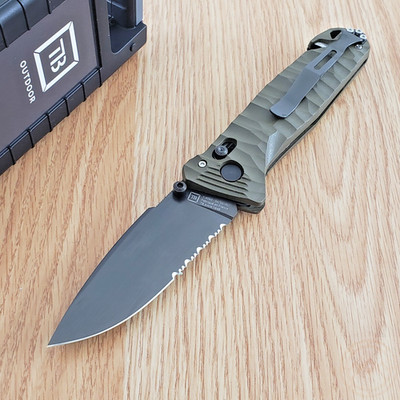 TB Outdoor CAC S200 Axis Folding Knife 3.75'' Nitrox Steel Blade Green PA6 Handle
