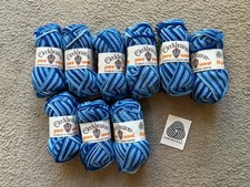 CLECKHEATON 12 PLY PURE WOOL YARN IN VARIAGATED BLUES-9 X 50 GRAM BALLS