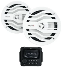 MB Quart GMR-LED Marine Receiver w/Bluetooth/USB+2) White MB Quart 6.5" Speakers
