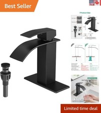 High-Quality Matte Black Waterfall Faucet - Easy Install for 1 or 3 Holes