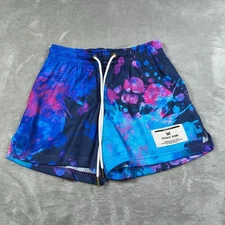Ryoko Rain Shorts Mens 28 Blue Psychedelic Mesh All Over Print Trunks
