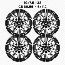 Set Of 4 19x7.5 Black Machined Multispoke Wheels 5x112 Et38 Mercedes