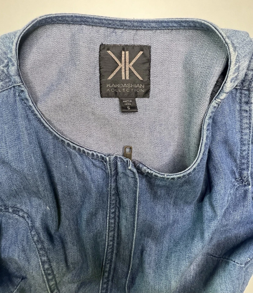 Chaqueta de Moto Denim Ajustada Colección Kardashian S Cremallera Frontal Algodón WB801 Foto 4 de 4