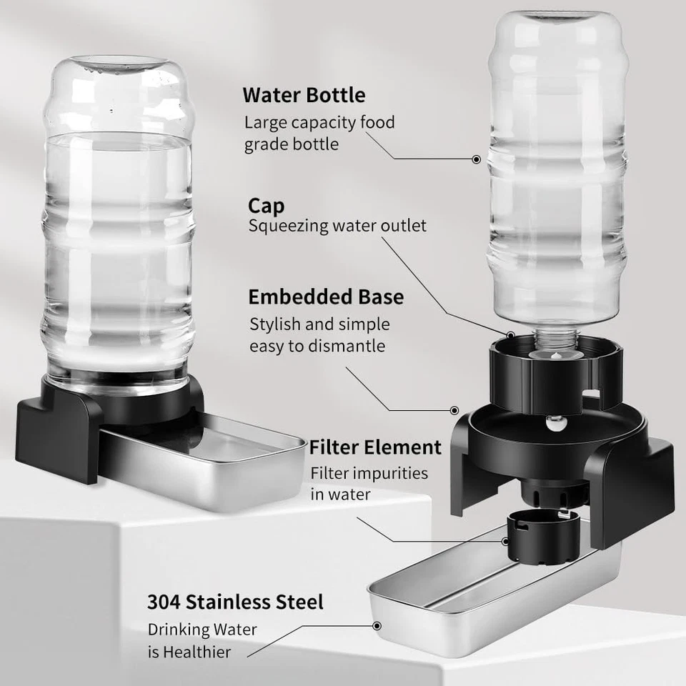 Dispensador de agua para perros de 2,3 galones, dispensador de agua grande para perros con mantel individual y S... Foto 3 de 4