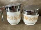Vintage Milk Glass Butterfly Gold Gemco Sugar And Cream Dispenser Pyrex Compat