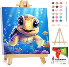 Reivworl Paint by Numbers Kit for Kids with Frame and 8X8 inches, Style-1