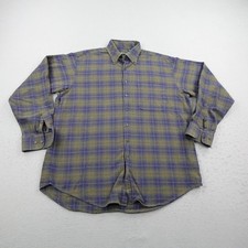 Orvis Shirt Mens XL Blue Green Plaid Flannel Button Up Fishing Camping Hiking
