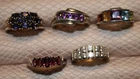Vintage STERLING SILVER 26 Gram 5 Ring LOT Colored & White Gemstone RINGS!