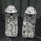 VTG Anchor Hocking Prescut EAPC Star of David Clear Glass Salt Pepper Shaker 4"h