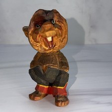Henning Troll Figurine Norwegian Hand Carved Painted Wooden Gnome Folk Art VTG