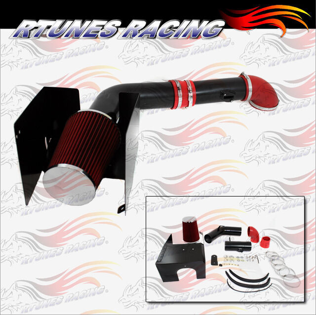 Rtunes Matte Black/Red 05-08 Ford F150 5.4L V8 Heat Shield Cold Air Intake