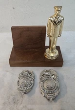 Vintage BLOOMINGTON MN Fireman Collectibles Lot w Fireman Trophy Plaque