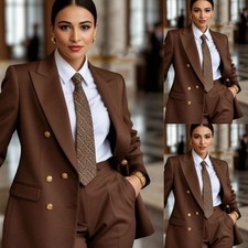 Brown Women Suits 2PCS Ladies Glitter Evening Fashinable Party Dinner Outfits