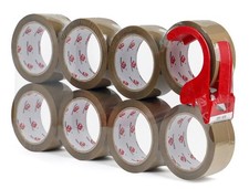 Heavy Duty Brown Packing Tape With Dispenser 2.6 Mil 1.88 Inch X 55 Yards 8 Pack