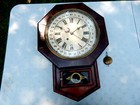 1871 NEW HAVEN OCTAGONAL DROP REGULATOR CALENDAR WALL CLOCK - RUNS! — photo 1