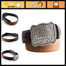 Boys' Rectangle Rope Edge Shield Buckle Embossed Belt for Little Big Kids