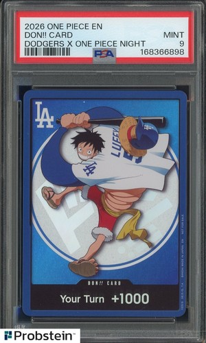 2026 DODGERS x ONE PIECE NIGHT MONKEY D LUFFY DON!! CARD PROMO PSA 9 MINT
