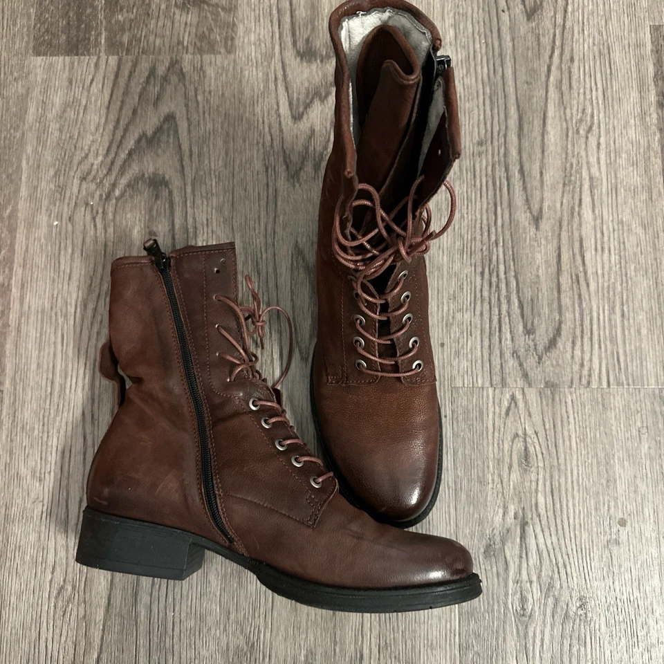 Женские сапоги Miz Mooz 40 бордовая кожа викторианские каблуки ботильоны - Изображение 2 из 4