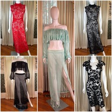 7 Piece (5 Looks) Lot Embroidered Lace Crochet Dress / Maxi Skirt & Crop Top Set