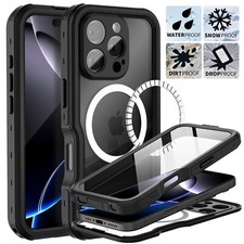 For iPhone 16 Pro Max 16 Plus Waterproof Case w Magsafe Screen Protector Cover