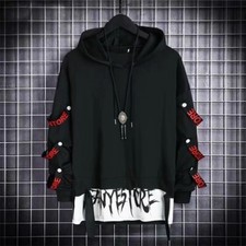 Hombres Sudadera con Capucha Negra Sudaderas con Capucha Prendas para el torso Hip Hop Ropa de Calle Japonesa Gótico Punk