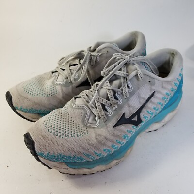 Mizuno Wave Sky 4 Shoes Womens Sz 8 Gray Blue Athletic Trainers Sneakers