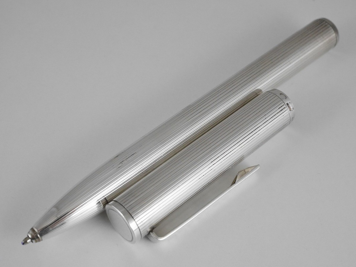 dunhill Sterling Silver 925 Pinstripe Ballpoint Pen used FREE