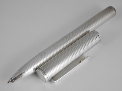 ★高級筆記具★ DUNHILL 925銀製 STERLING製 ボールペン★ dunhill Sterling Silver 925 Pinstripe Ballpoint Pen used FREE