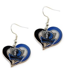 Dallas Mavericks NBA Team Swirl Heart Earrings