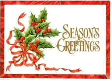 HOLLY & BERRY SEASON'S GREETINGS Christmas Greeting Card Envelope MG75