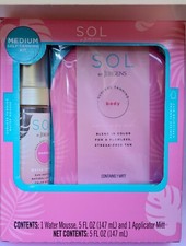 Jergens SOL Sunless Tanning Water Mousse  Mitt Kit Medium NIB 5 fl oz/ 147 mL