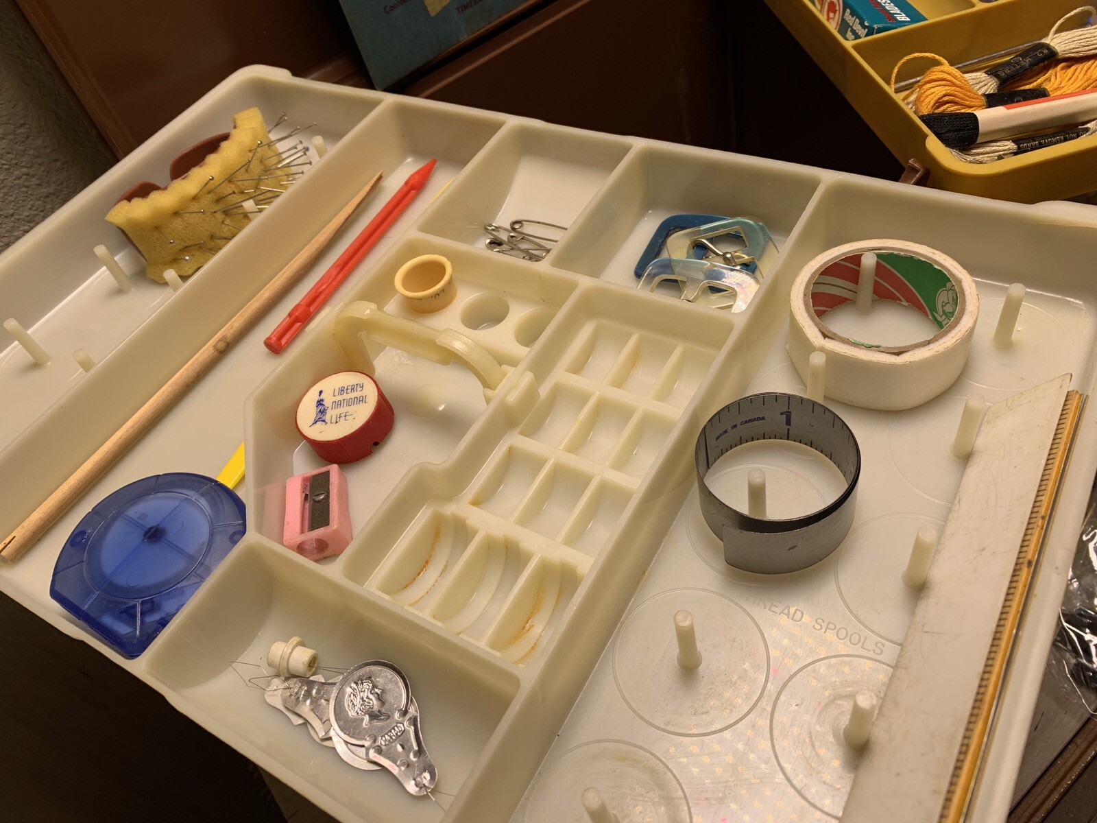 Vintage Wilson Wil-Hold Large Brown Plastic Sewing Box Lot Of 4! All Accessories