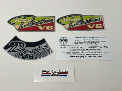 Jeep|Jeepster|Commando|CJ5 Dauntless 225 V6 4 piece decal set, 1968 | eBay